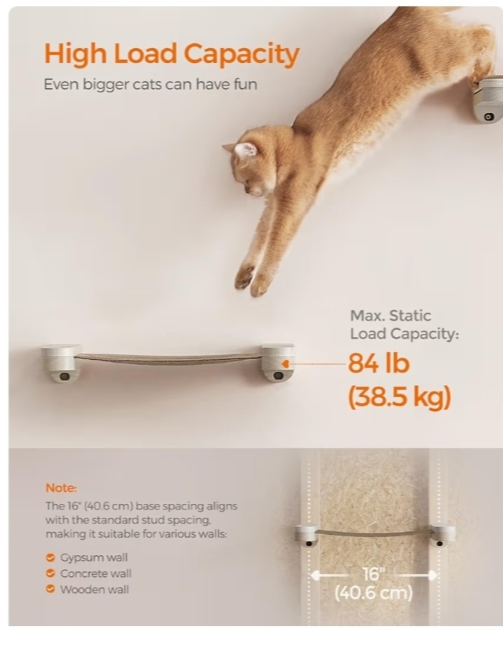 Wall-Mount Cat Hammock Bed in Tan - Brand: